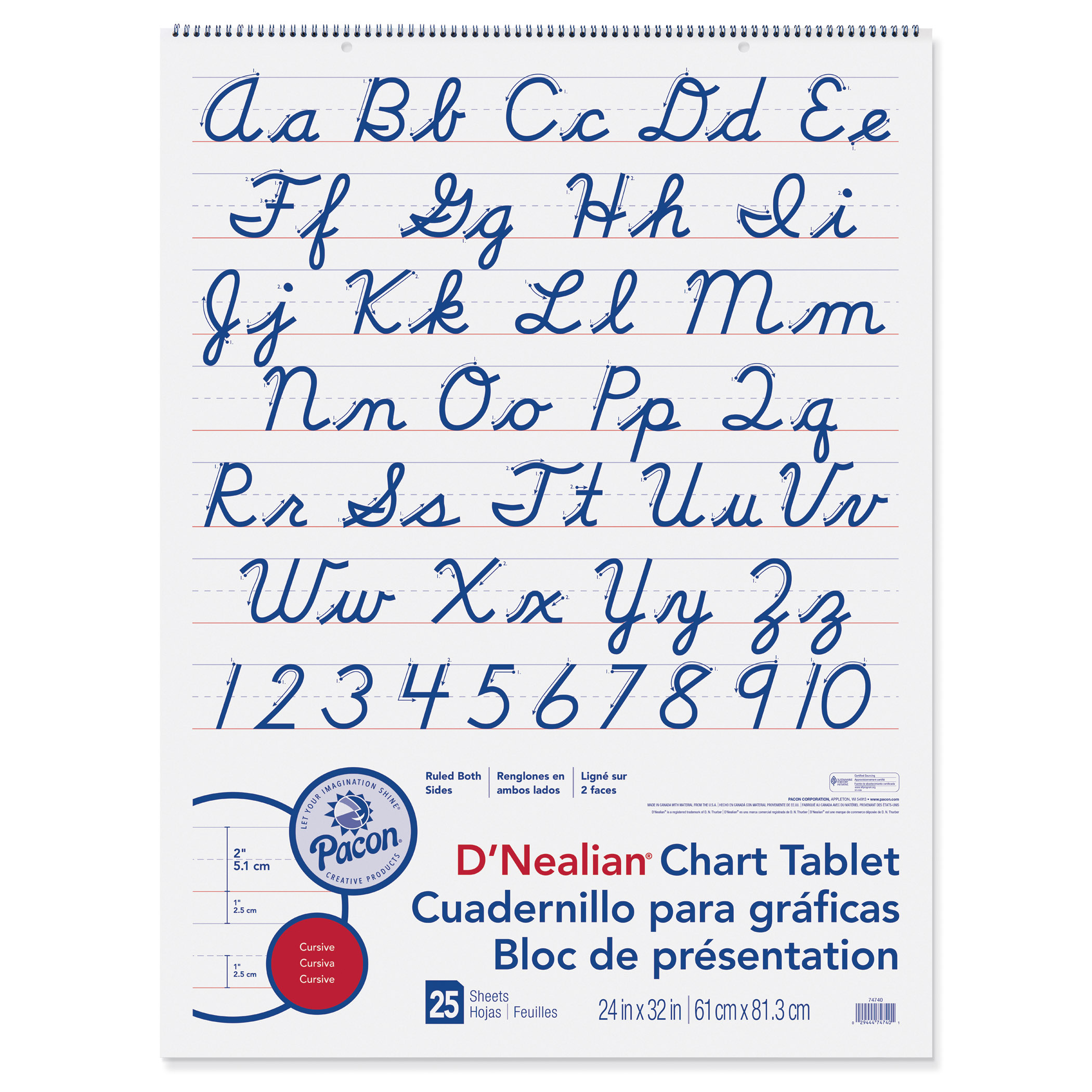 D&amp;#039;Nealian Chart Tablet, Cursive Cover, 2&amp;quot; Ruled, 24&amp;quot; X 32&amp;quot;, 25 throughout D&amp;amp;#039;nealian Alphabet Printable