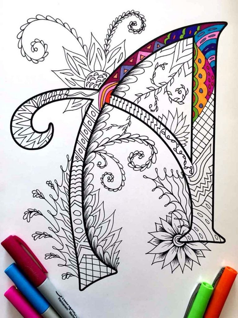 Download A-Z Alphabet Zentangle Coloring Pages For Kids throughout Zentangle Alphabet Free Printable