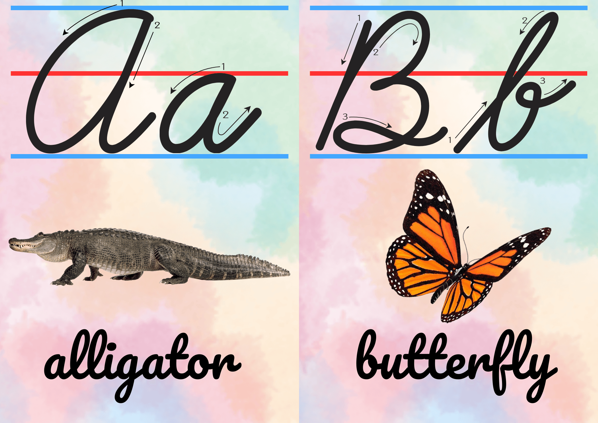 Editable Cursive Alphabet Poster With Animals within Cursive Alphabet Printable Posters
