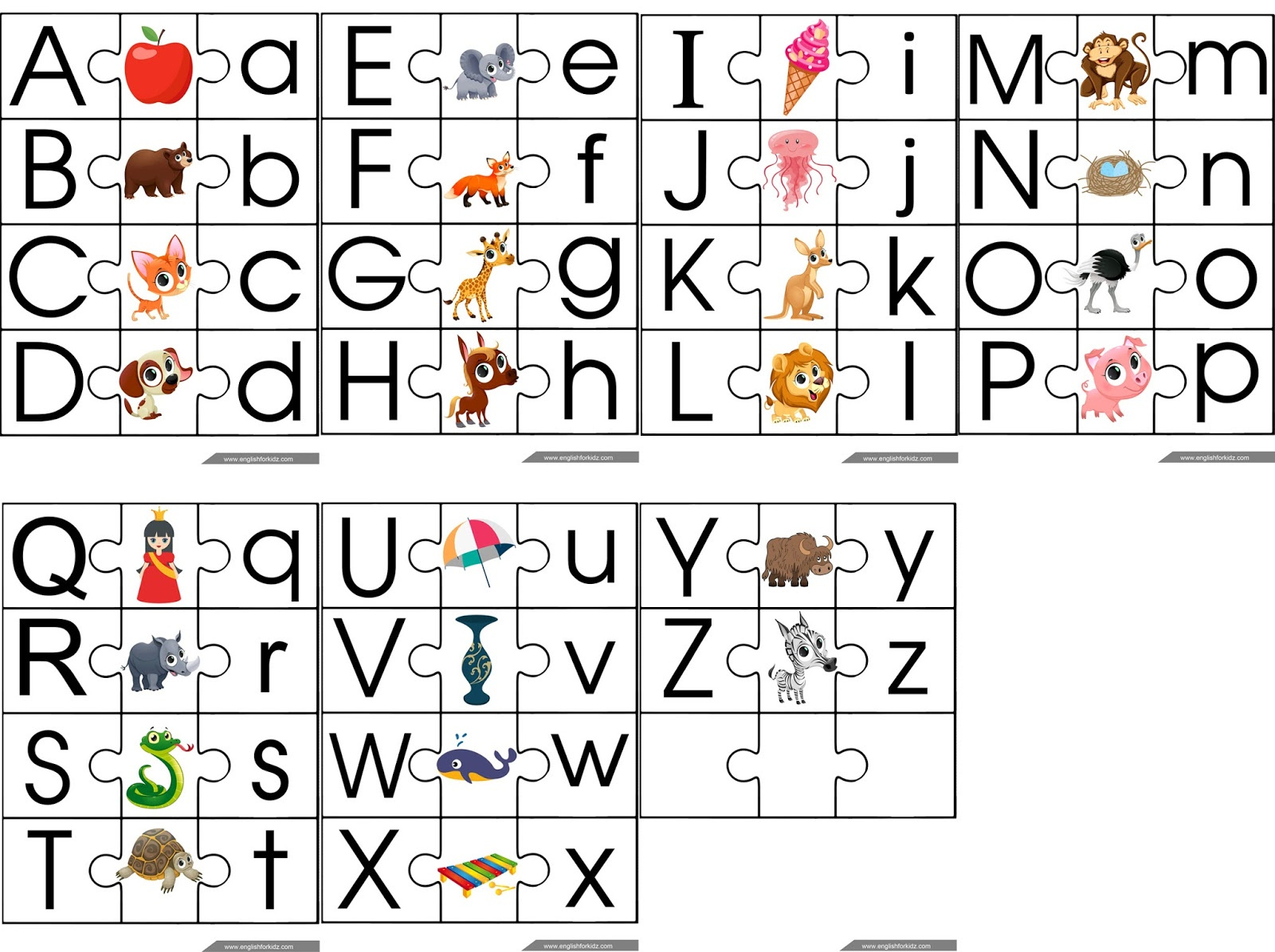 English For Kids Stepstep: Esl Game: Alphabet Puzzle throughout Alphabet Jigsaw Puzzle Printable