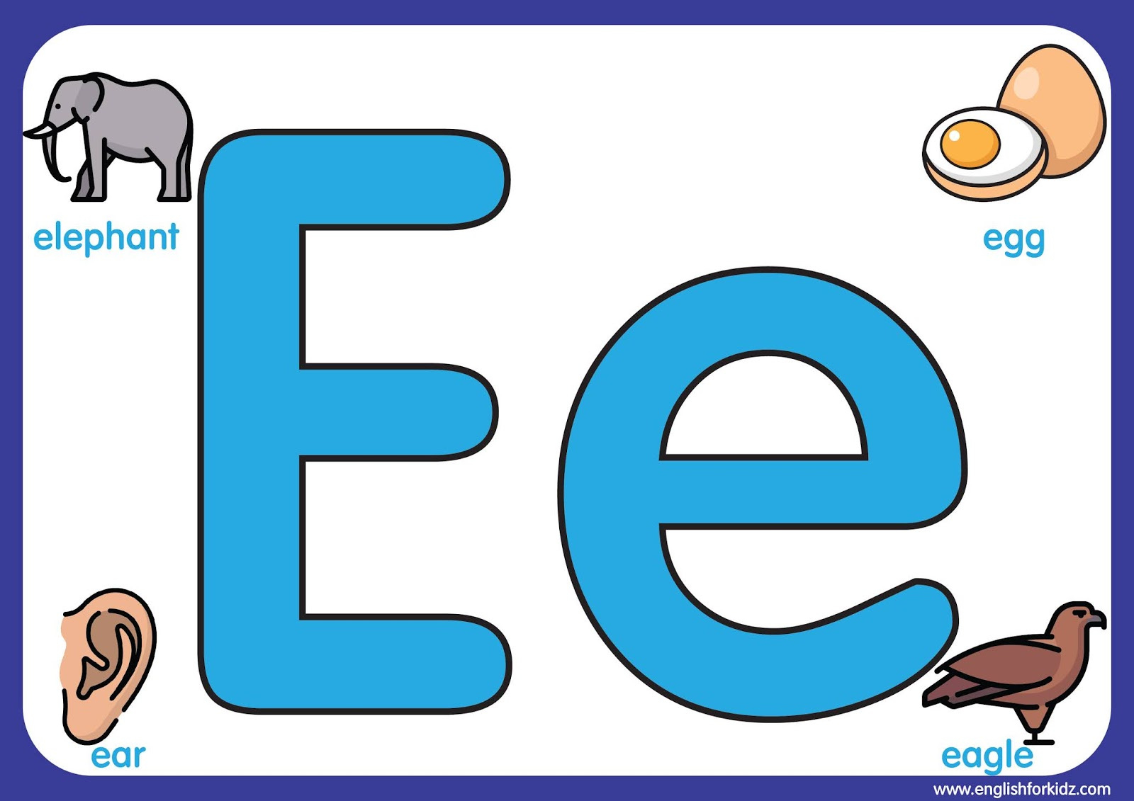 English For Kids Stepstep: Letter E Worksheets, Flash Cards inside Printable Alphabet Letter E