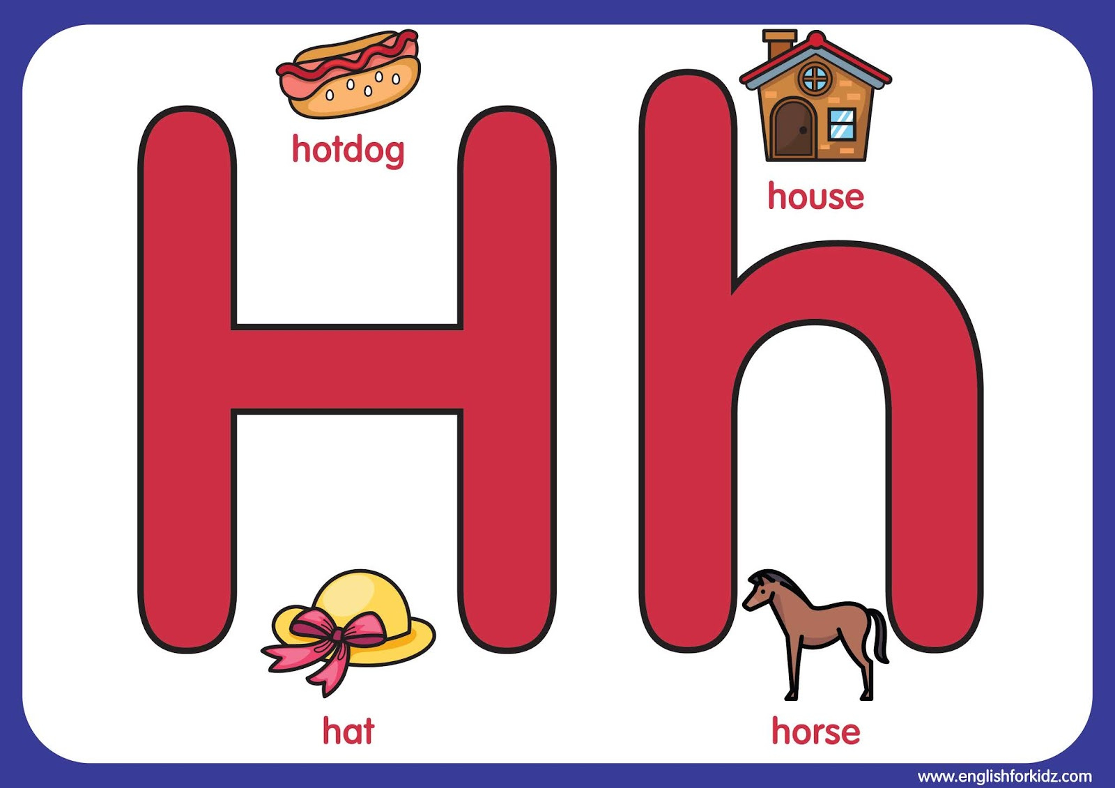 English For Kids Stepstep: Letter H Worksheets, Flash Cards with Printable Alphabet Letter H