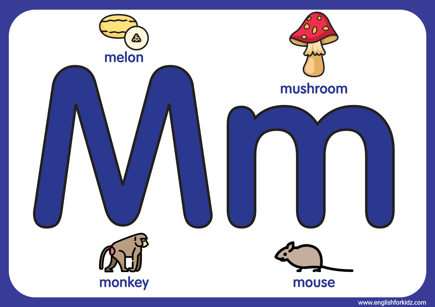 English For Kids Stepstep: Letter M Worksheets, Flash Cards in Printable Alphabet Letter M