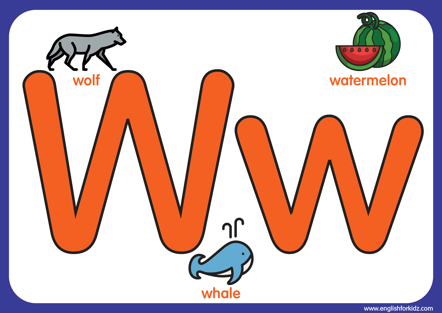 English For Kids Stepstep: Letter W Worksheets, Flash Cards inside Big Printable Alphabet Letters W