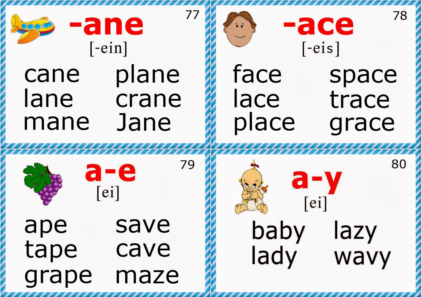 English For Kids Stepstep: Phonics Flashcards (Long A Vowel) throughout Printable Flash Cards Ace Alphabet Cards
