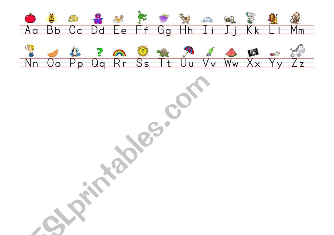 English Worksheets: Alphabet Strip With Pictures for Fundations Alphabet Strip Printable