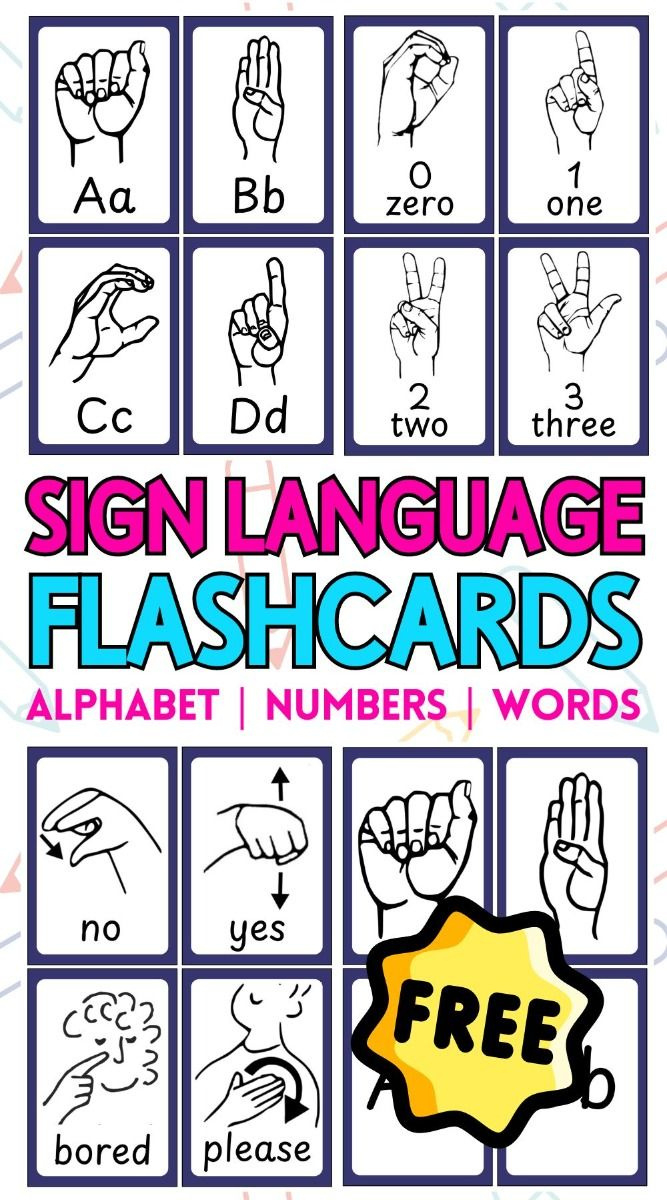 👋 Sign Language Flashcards (Free Printables) inside Free Printable Sign Language Alphabet Flash Cards