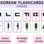 F1 Korean Hangul Flashcards Printablekorean Alphabet Printable Intended For Korean Alphabet Flashcards Printable