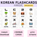 F2 Printable Korean Hangul Flashcards With Pictureskorean Alphabet In Korean Alphabet Flashcards Printable