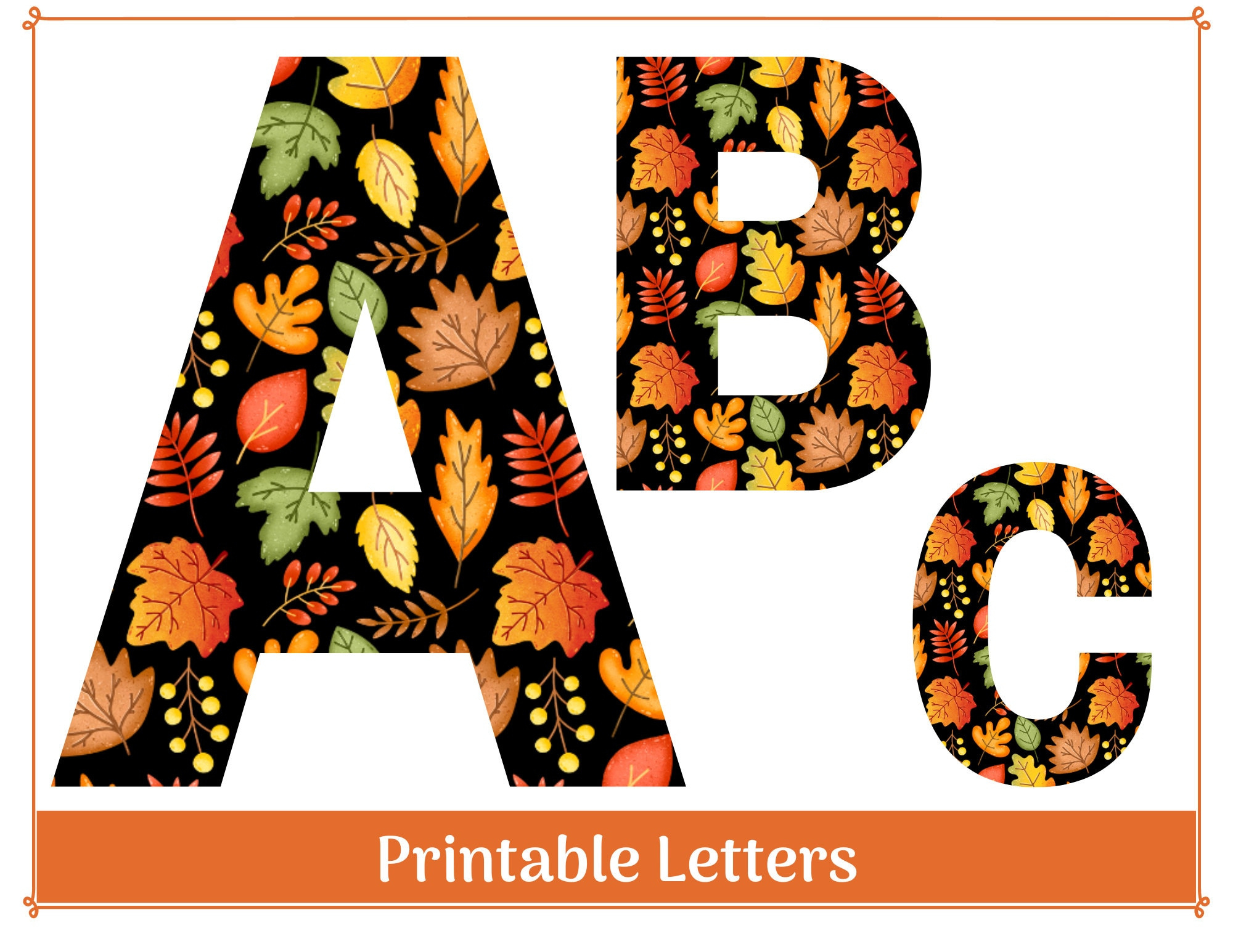 Fall Leaves Alphabet Letters &amp;amp; Numbers Clip Art Fall Banner with regard to Printable Fall Alphabet Letters