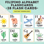 Filipino Alphabet 28 Cards Flashcards Tagalog Abc Flashcards Intended For Printable Tagalog Alphabet Flash Cards