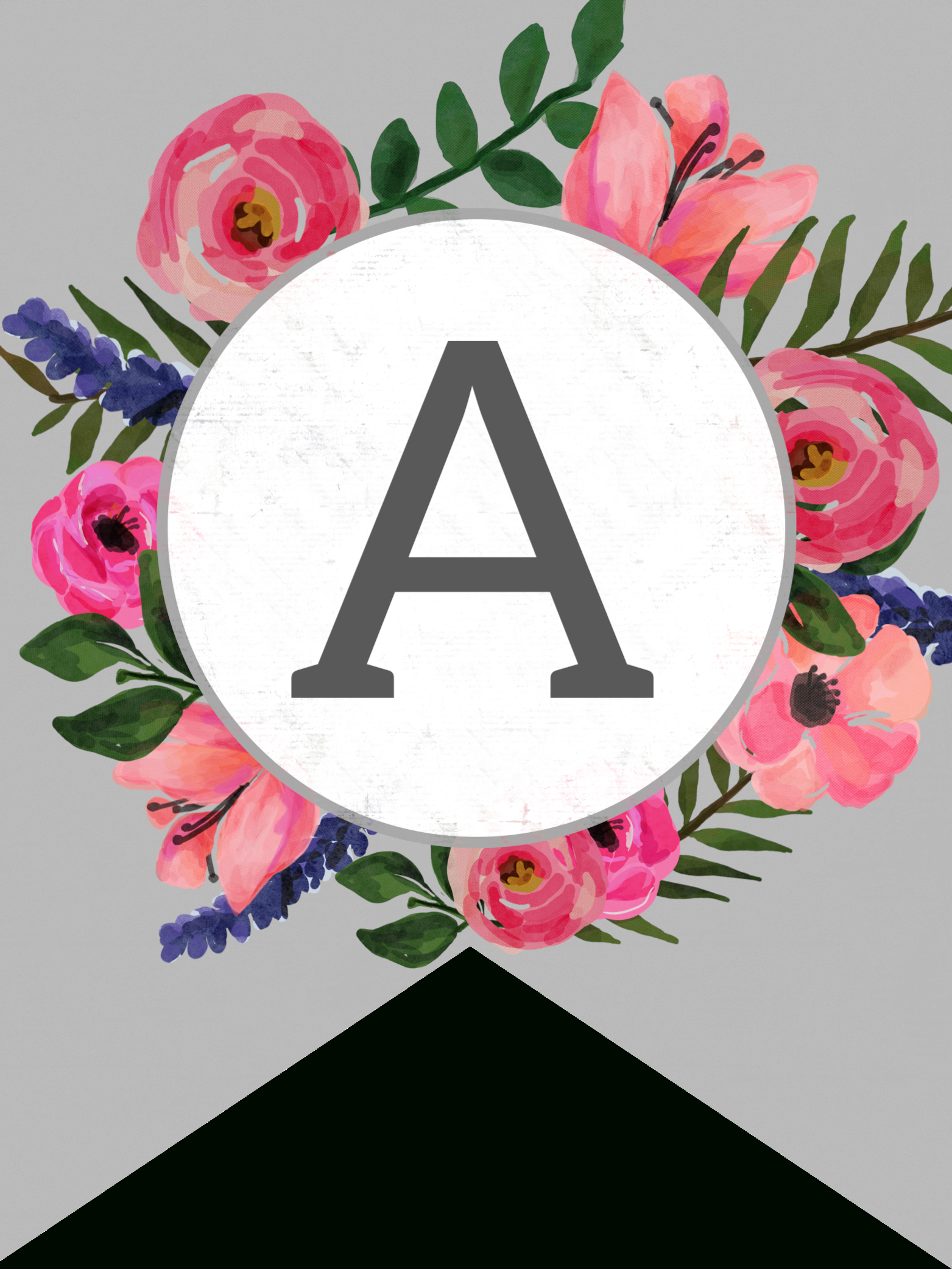 Floral Alphabet Banner Letters Free Printable - Paper Trail Design regarding Individual Printable Alphabet Letters with Design
