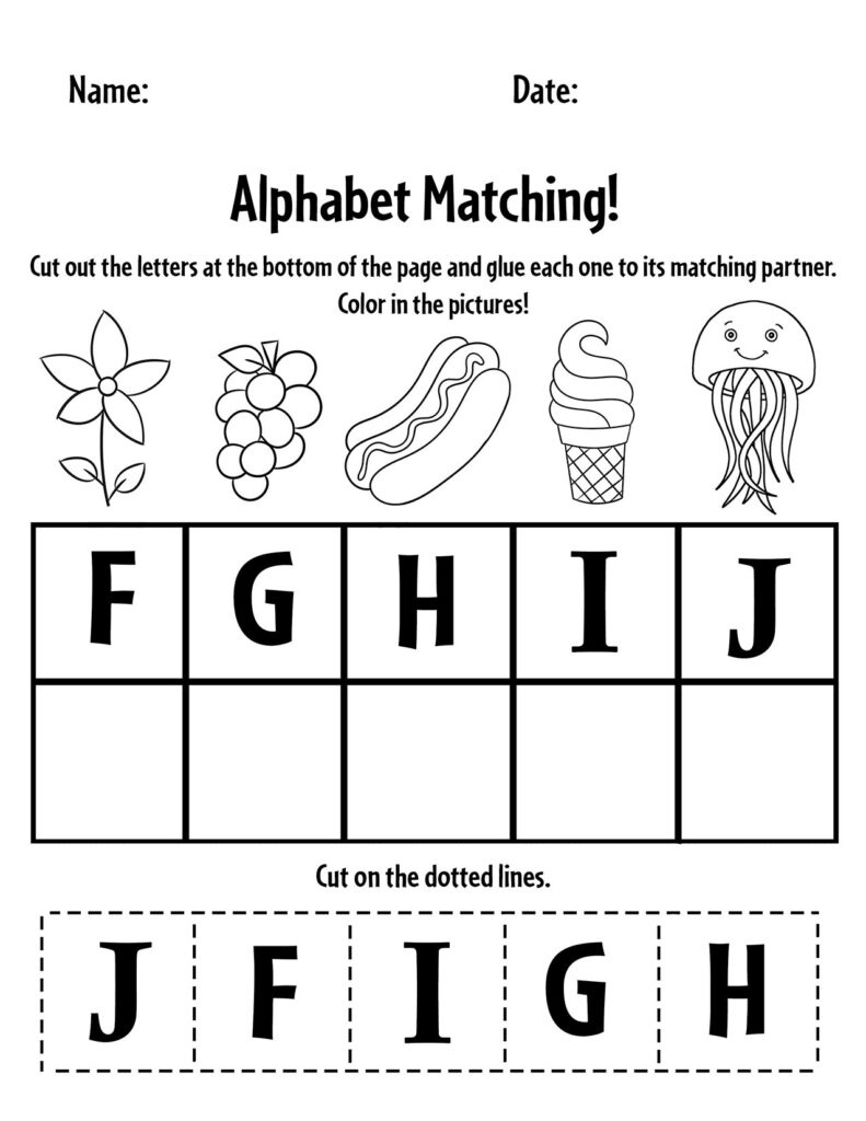 Free Alphabet Matching A-Z Worksheets For Preschool ⋆ The within Cut and Paste Alphabet Match Free Printable