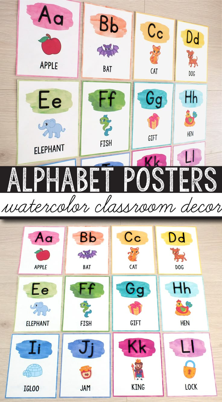 Free Alphabet Posters - Print &amp;amp; Cursive - Watercolor Classroom Decor within Alphabet For Classroom Printable