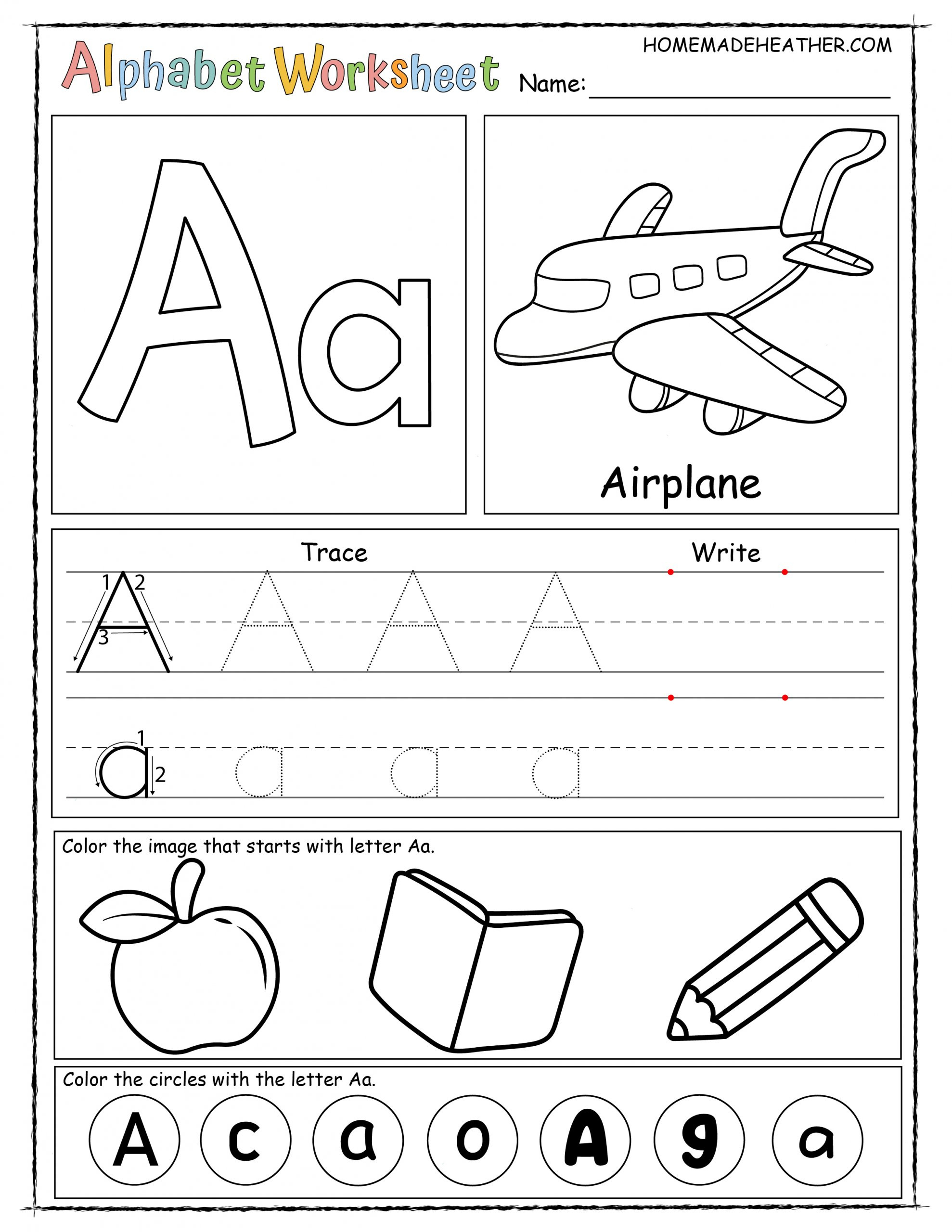 Free Alphabet Printable Worksheets » Homemade Heather intended for Printable Alphabet Activities For 3 Year Olds