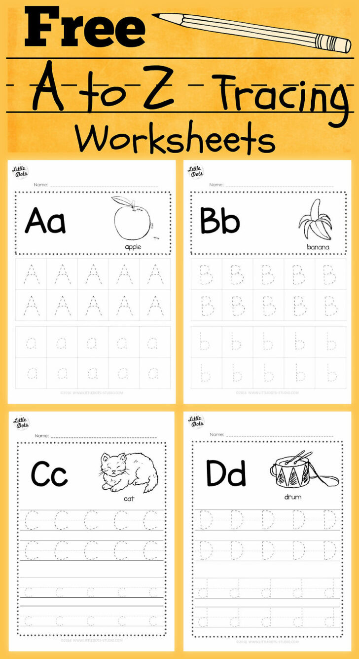 Alphabet Handwriting Worksheets A to Z Free Printable