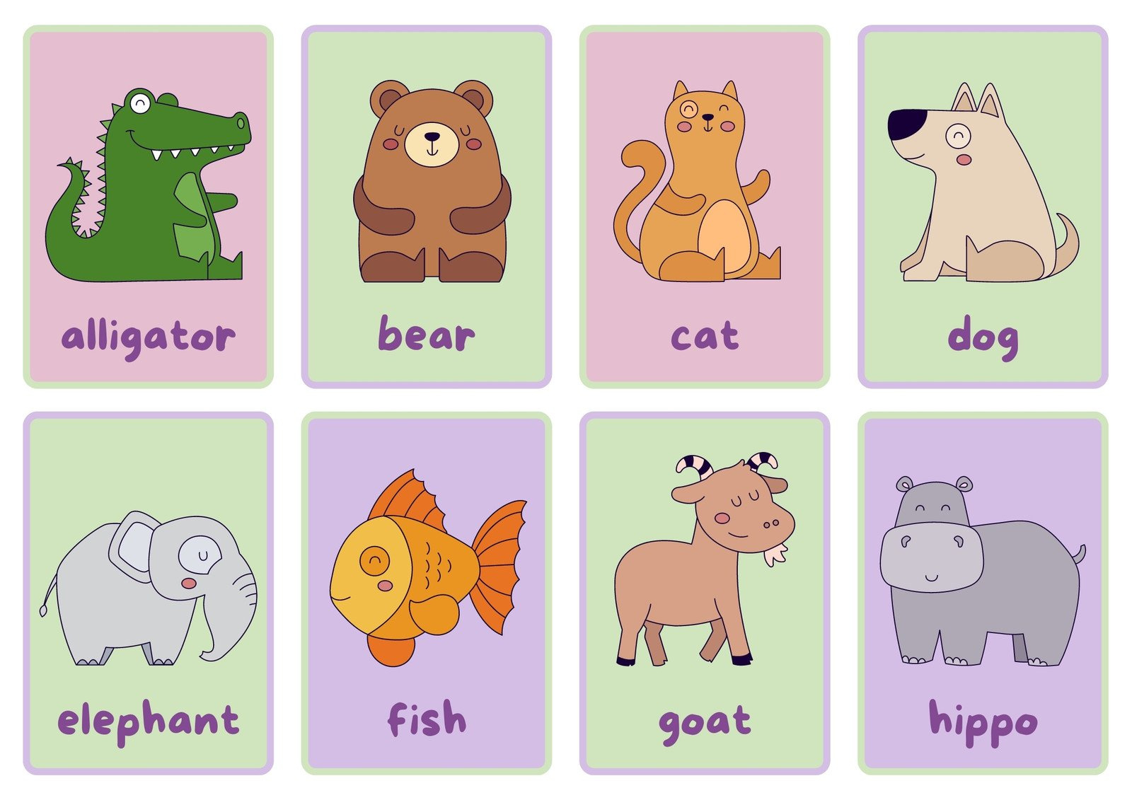 Free Animal Flashcards To Customize And Print | Canva intended for Free Printable Animal Alphabet Flash Cards