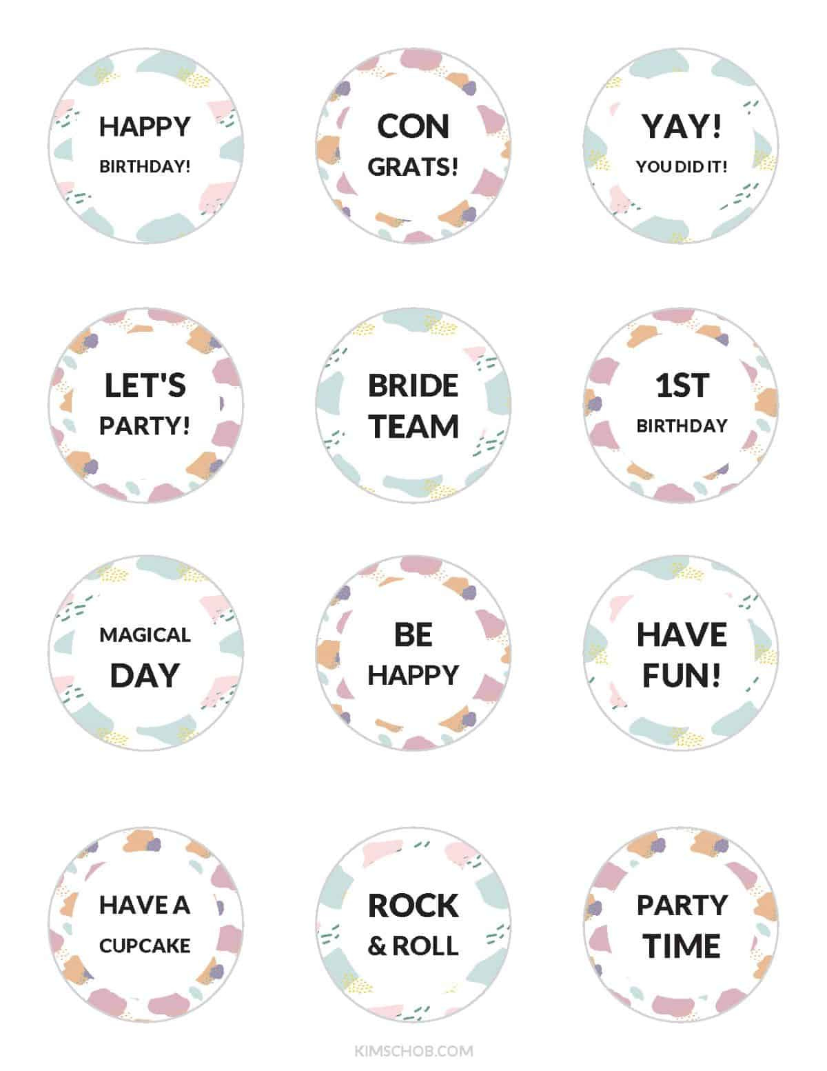 Free Cupcake Topper Printables (Gift Tags, Wrappers, Etc) - Kim Schob regarding Free Printable Alphabet Cupcake Toppers