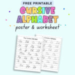 Free Cursive Alphabet Printable   The Artisan Life Throughout Free Printable Cursive Alphabet Banner