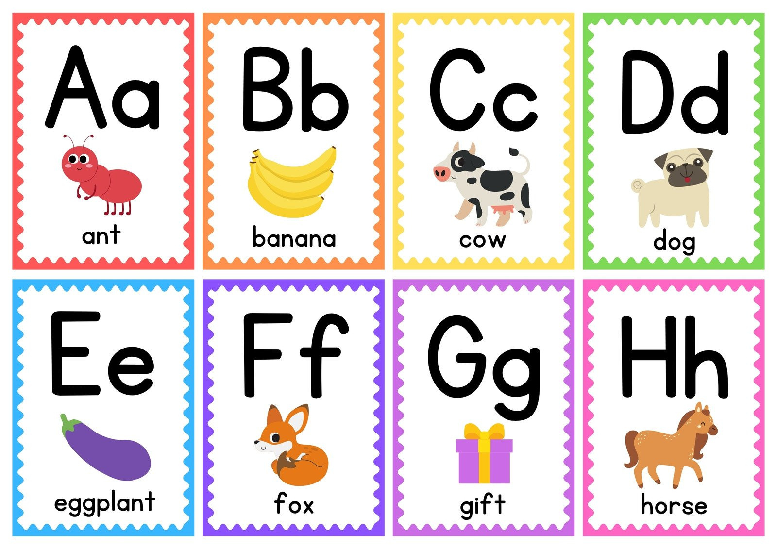 Free Customizable Alphabet Flashcard Templates | Canva for Alphabet Letters with Pictures Flashcards Printable