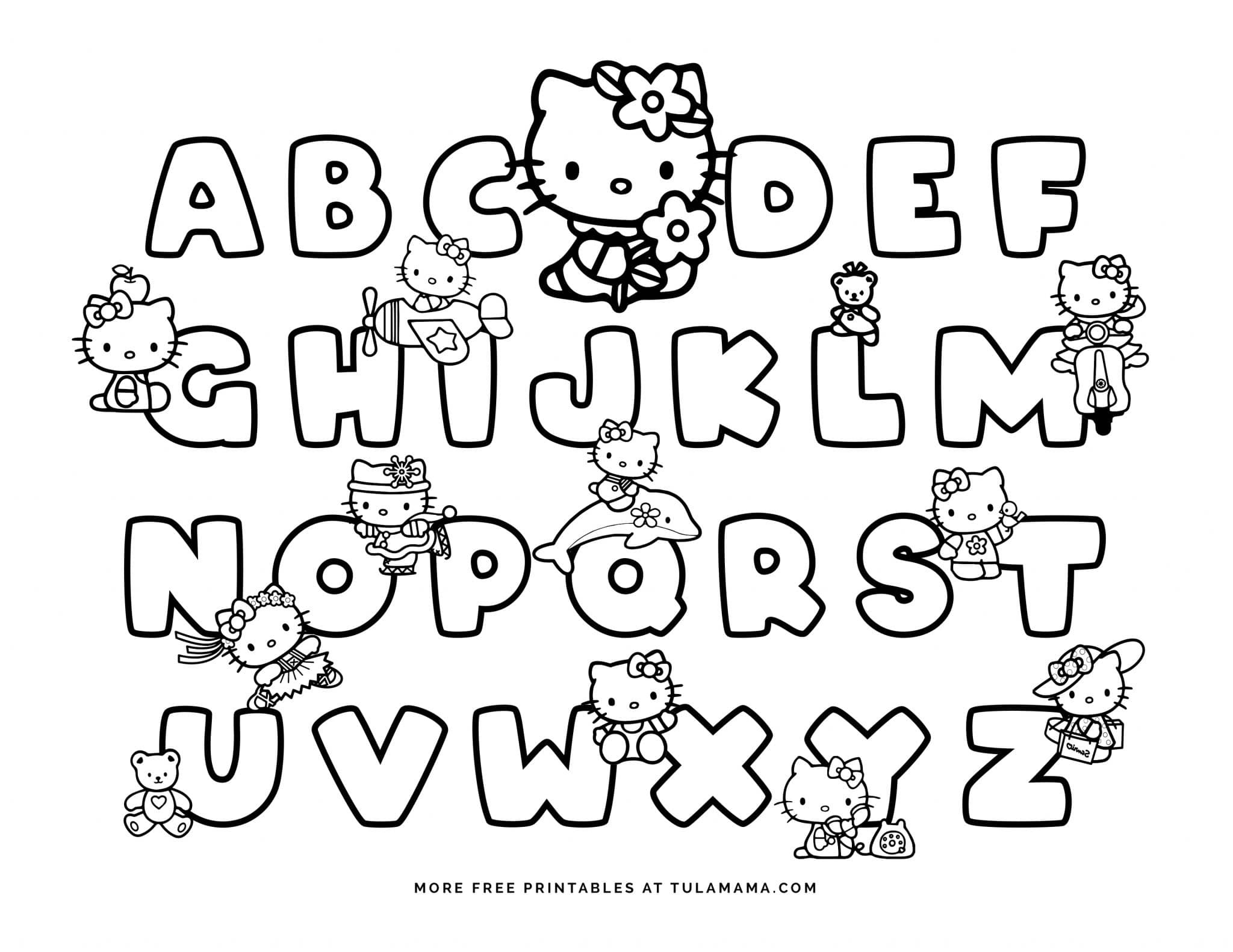 Free Hello Kitty Printables And Abc Coloring Pages - Tulamama pertaining to Hello Kitty Alphabet Letters Printable