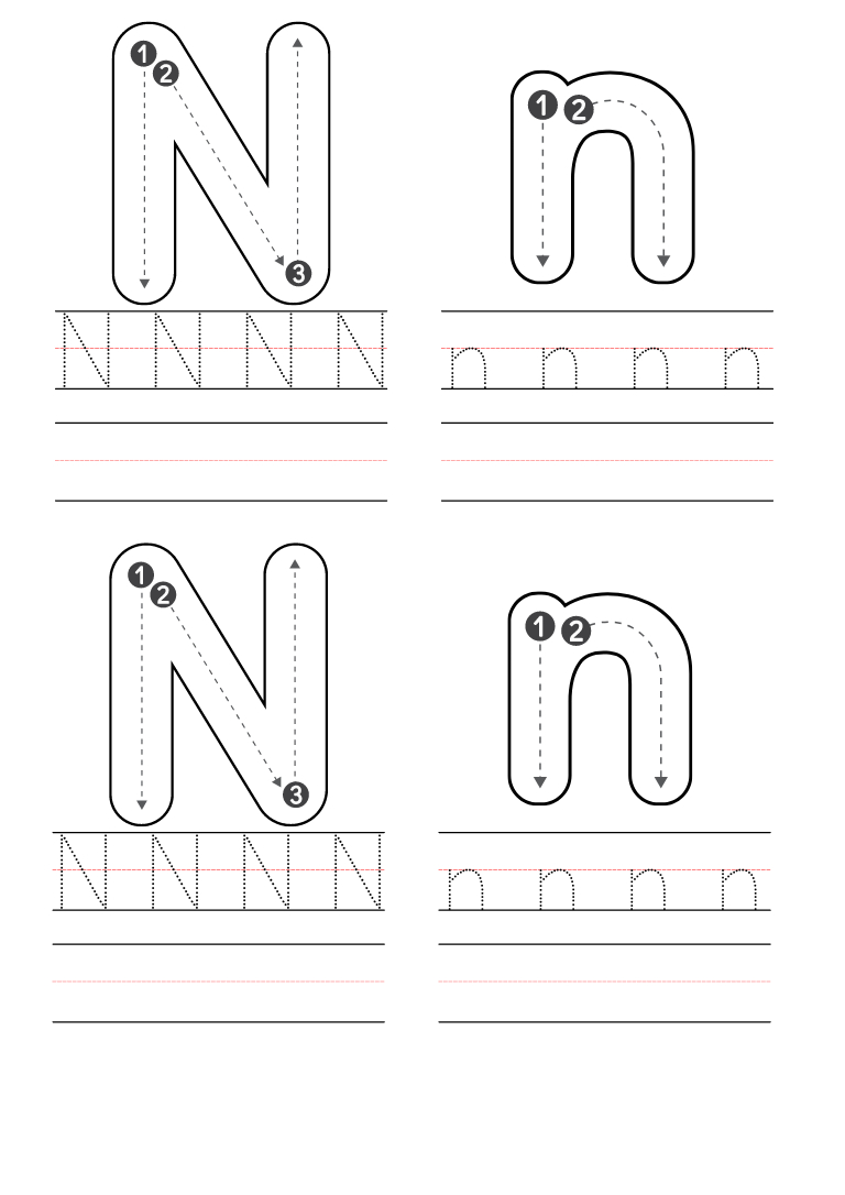 Free Kindergarten Letter N Worksheets Printable Pdf in Printable Alphabet Letter N