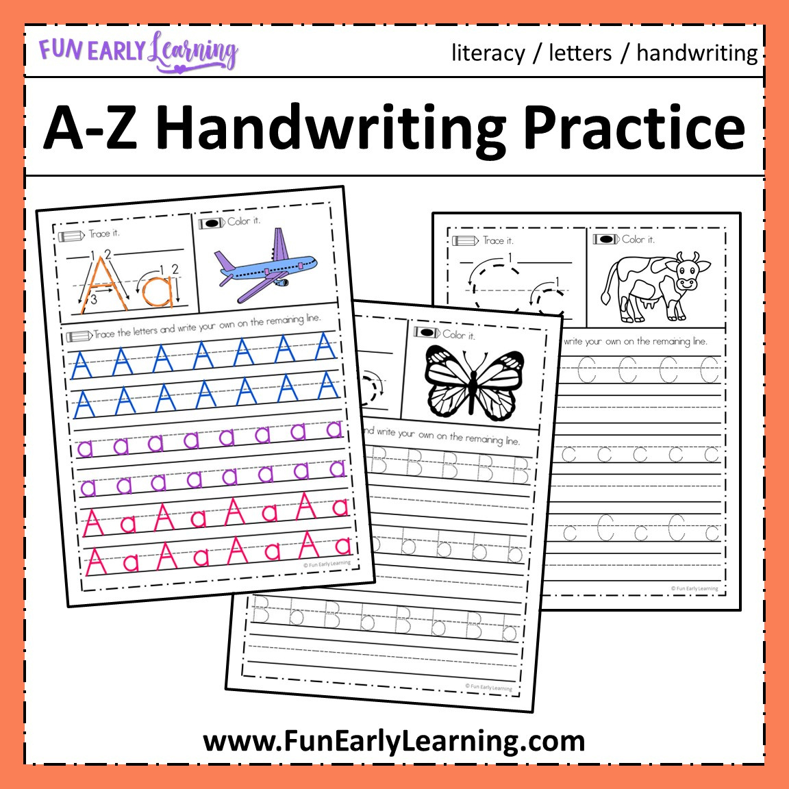 Free Letter Tracing Worksheets – A-Z Handwriting Practice – Fun within Handwriting Alphabet Worksheets Printable Free