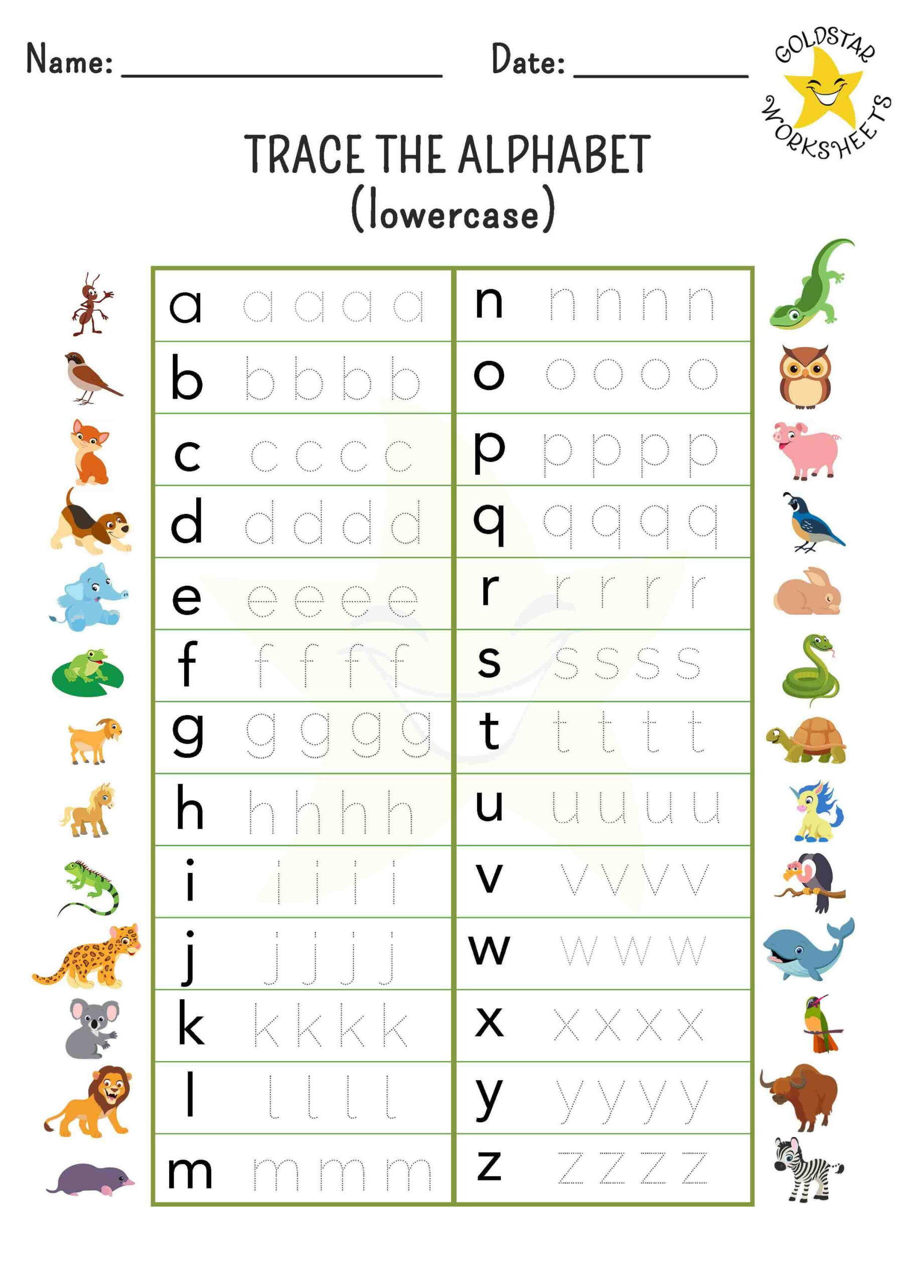 Free Lowercase Letter Tracing Worksheets For Fun Writing Practice in Printable Lower Case Alphabet Worksheets