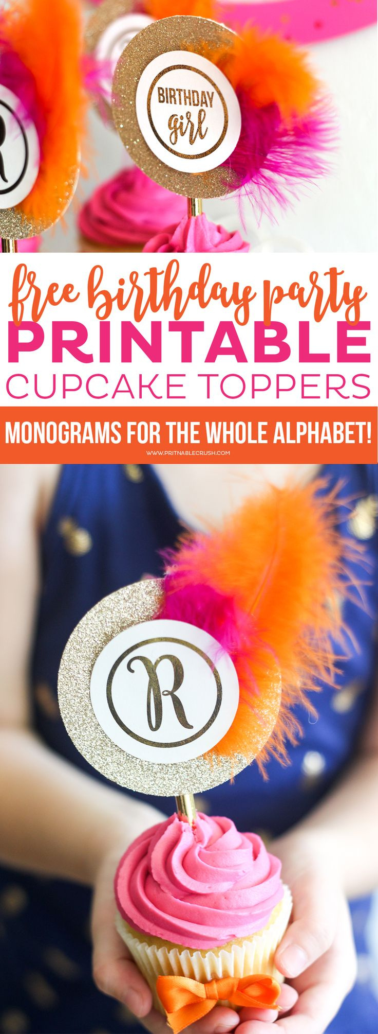 Free Monogram Printable Cupcake Toppers intended for Free Printable Alphabet Cupcake Toppers