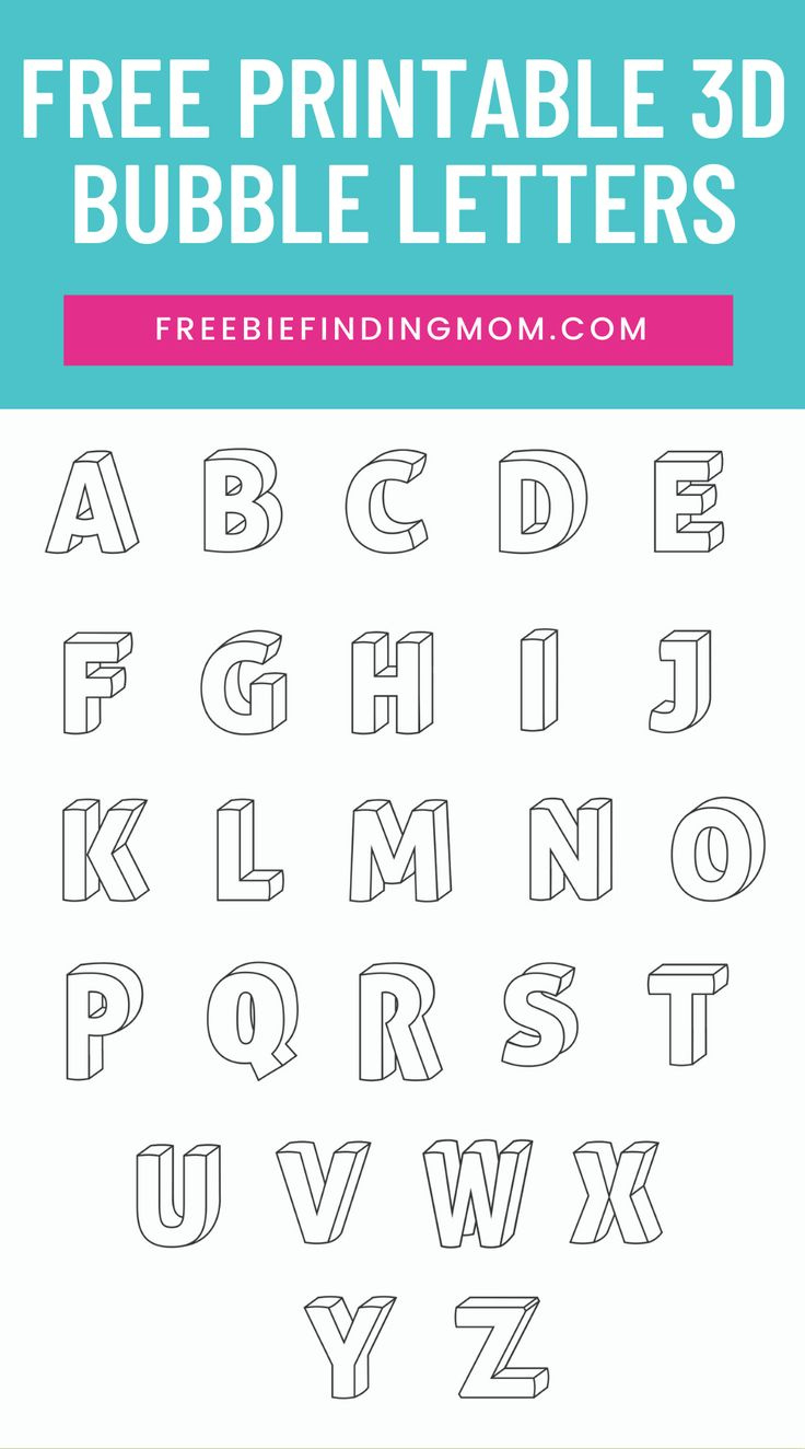 Free Printable 3D Bubble Letters Alphabet for Printable 3D Alphabet Letters