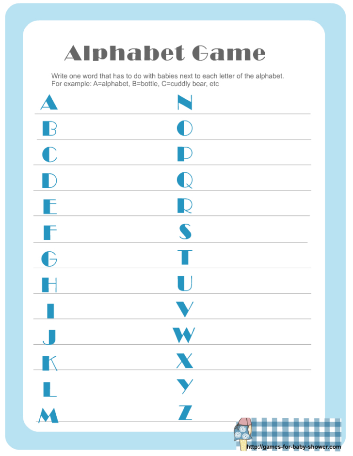 Baby Alphabet Game A to Z Answers Printable