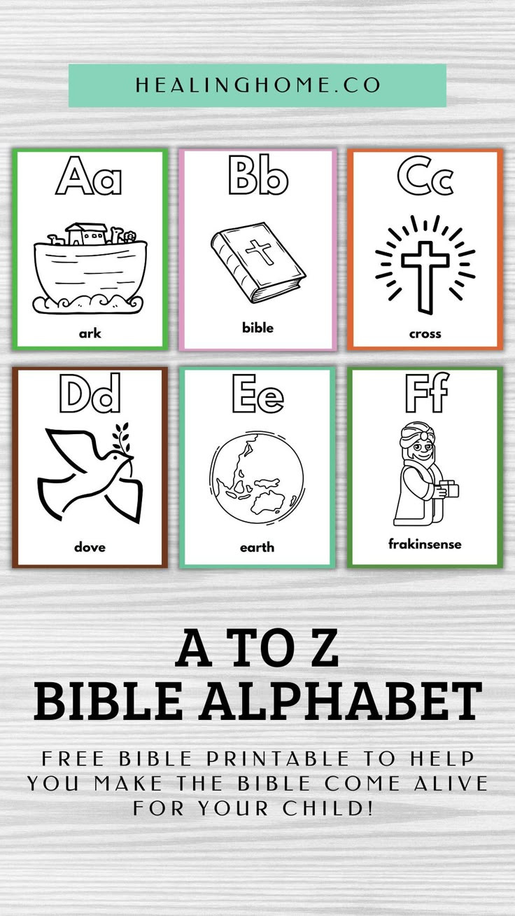 Free Printable Bible Alphabet For Preschoolers in Bible Alphabet A to Z Printable