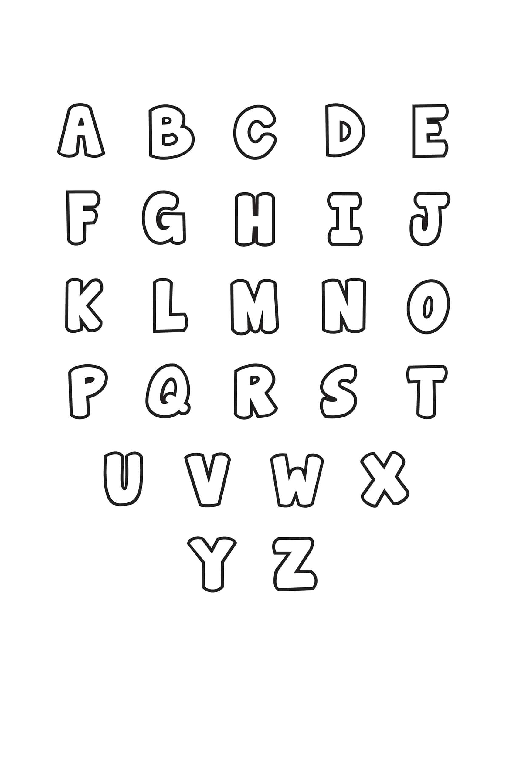 Free Printable Bubble Letter Alphabet Stencils for Big Printable Bubble Letters Alphabet