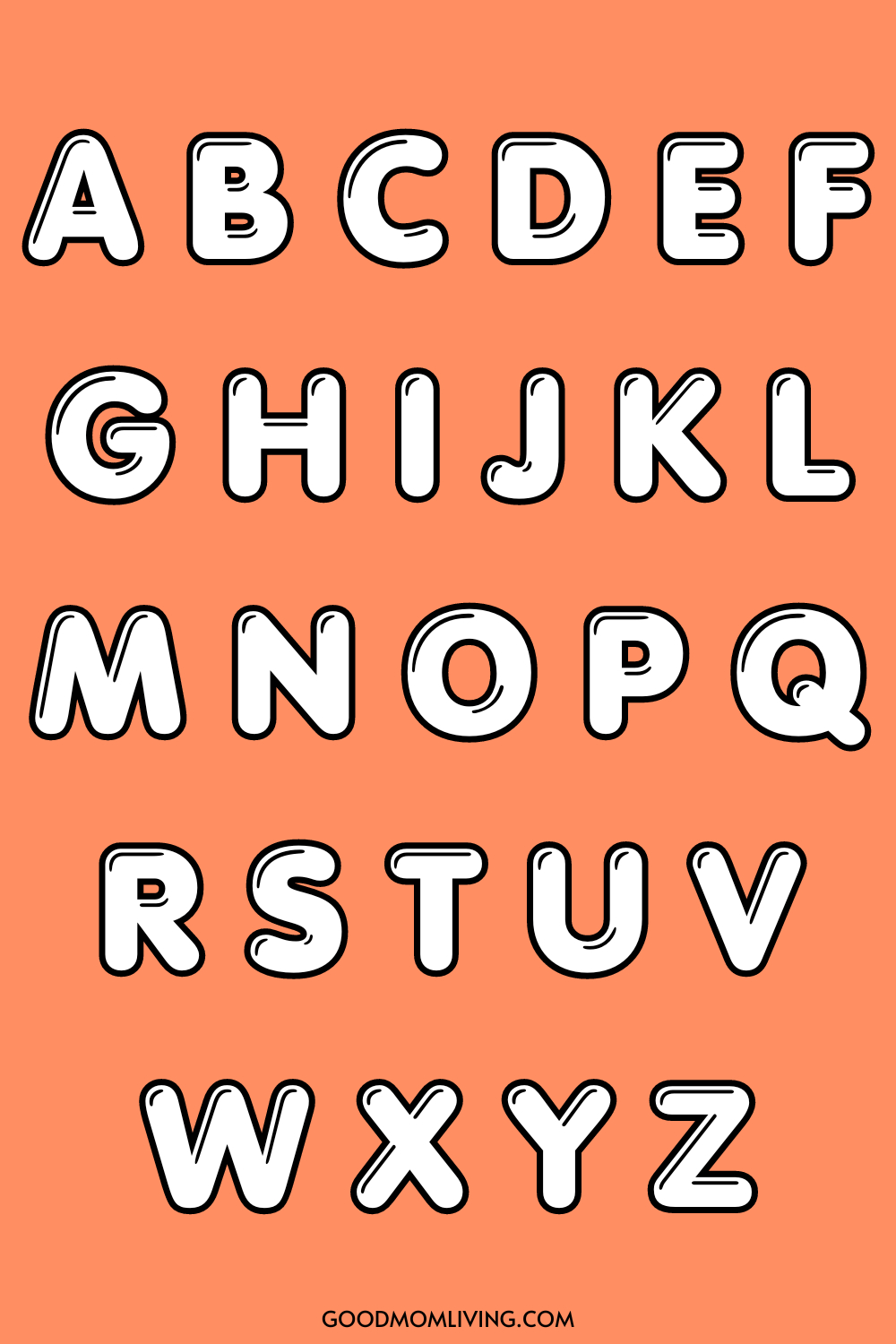 Free Printable Bubble Letters Alphabet - Good Mom Living inside Big Printable Bubble Letters Alphabet