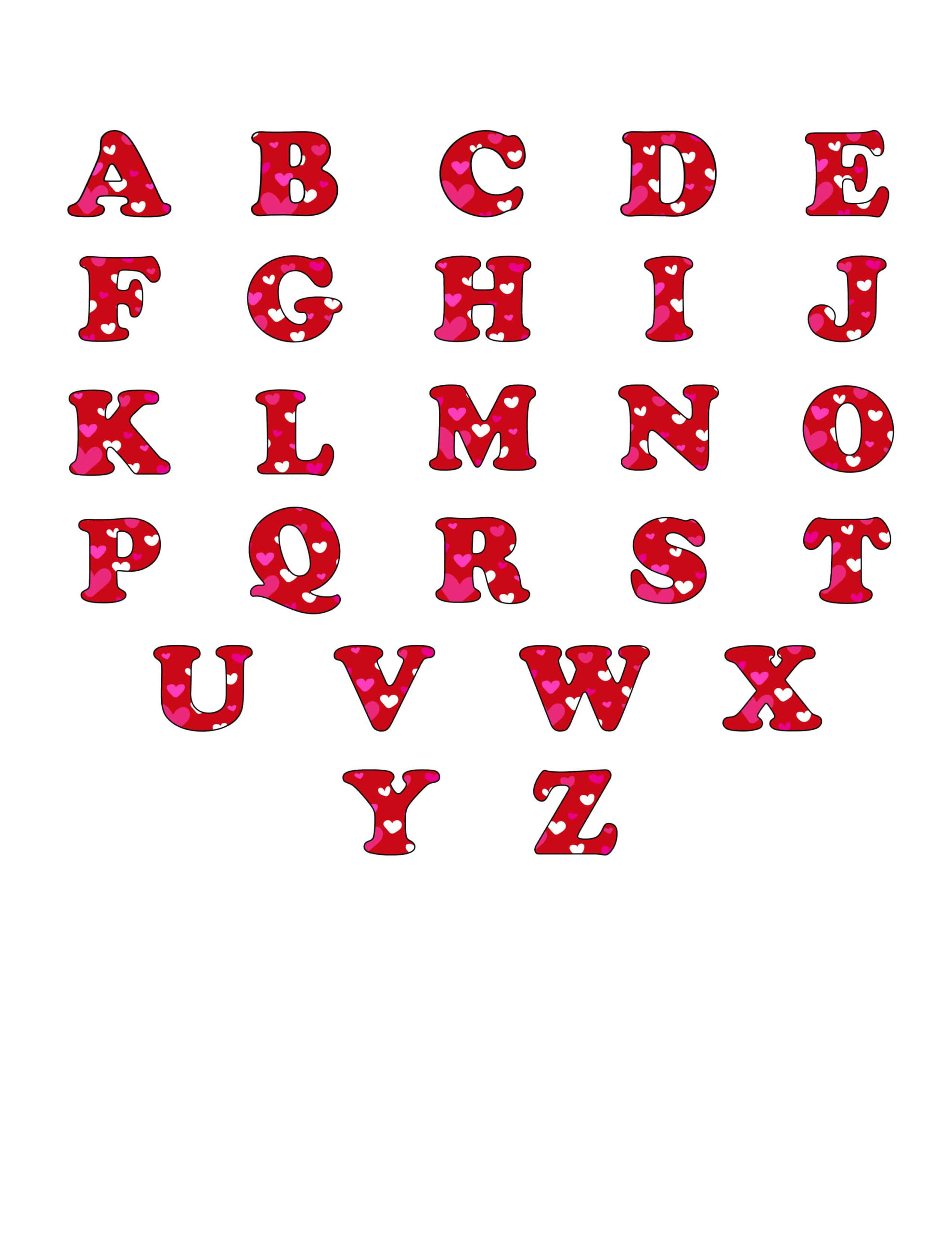 Free Printable Bubble Letters: Colorful Valentine Alphabet for Free Printable Red Alphabet Letters