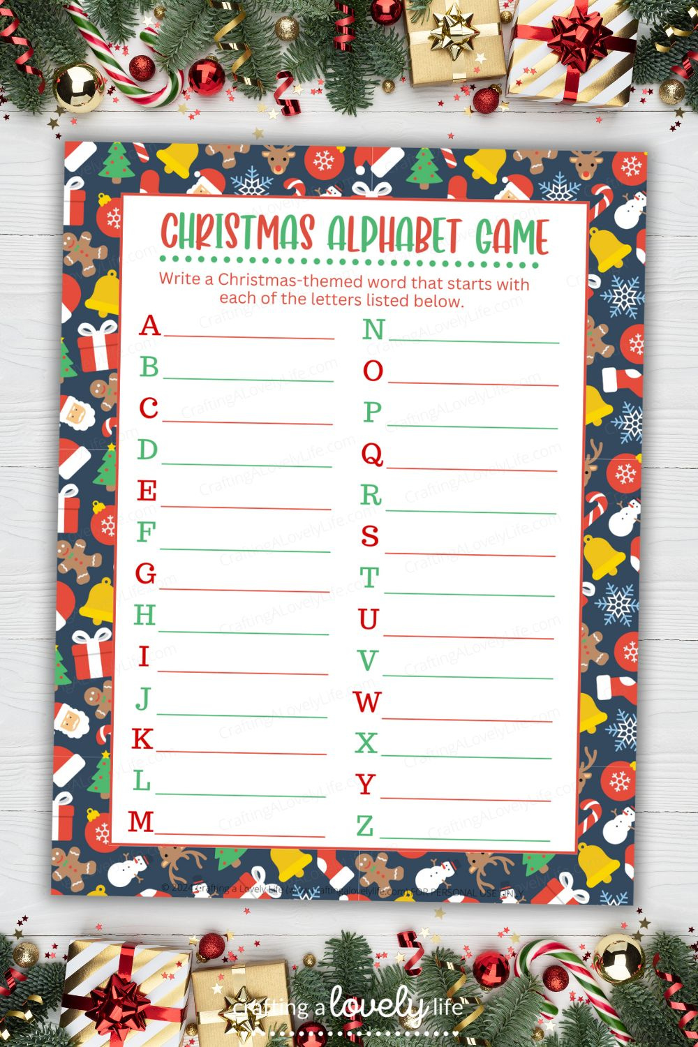 Free Printable Christmas Alphabet Game in Christmas Alphabet A To Z Printable