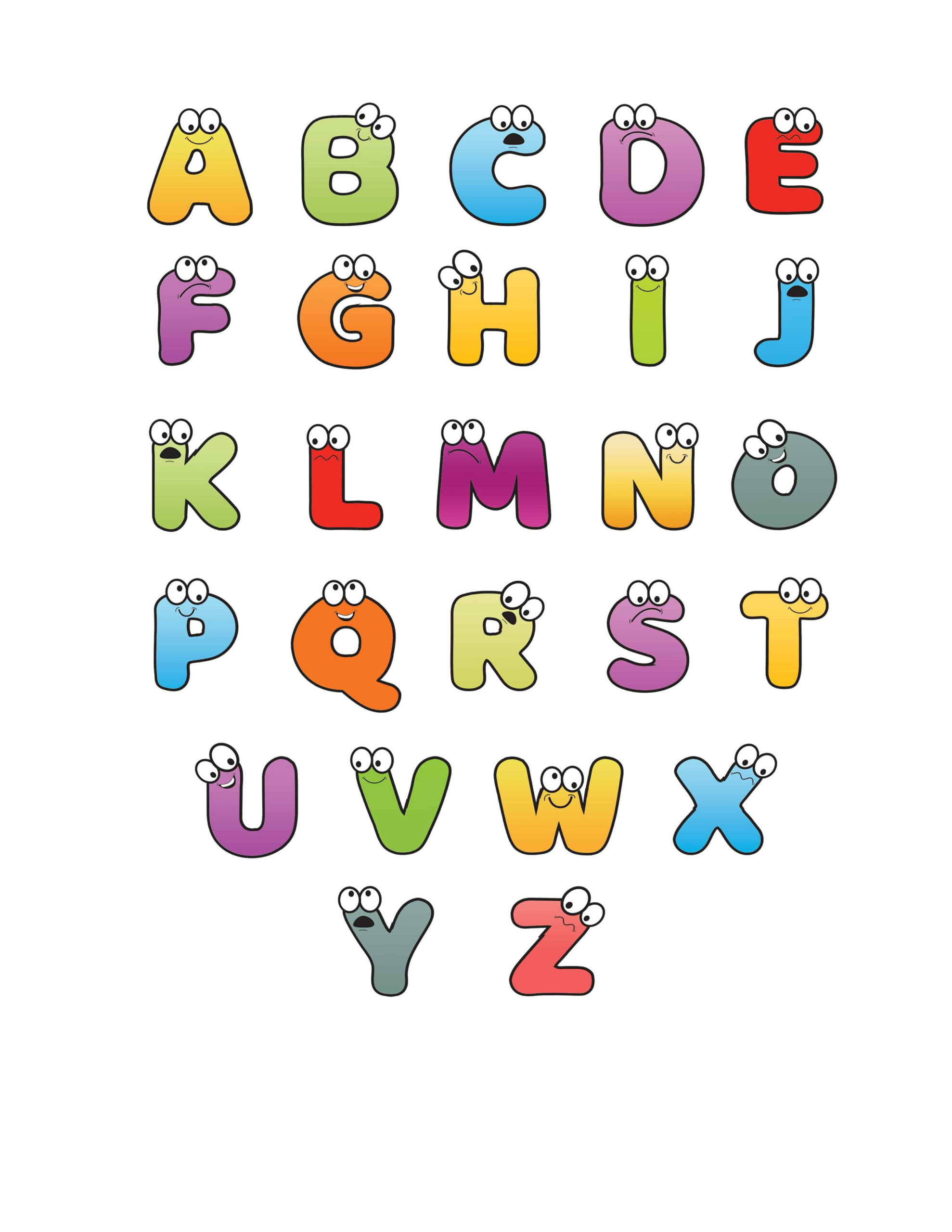 Free Printable Colorful Cartoon Letters Alphabet for Colorful Alphabet Letters Printable