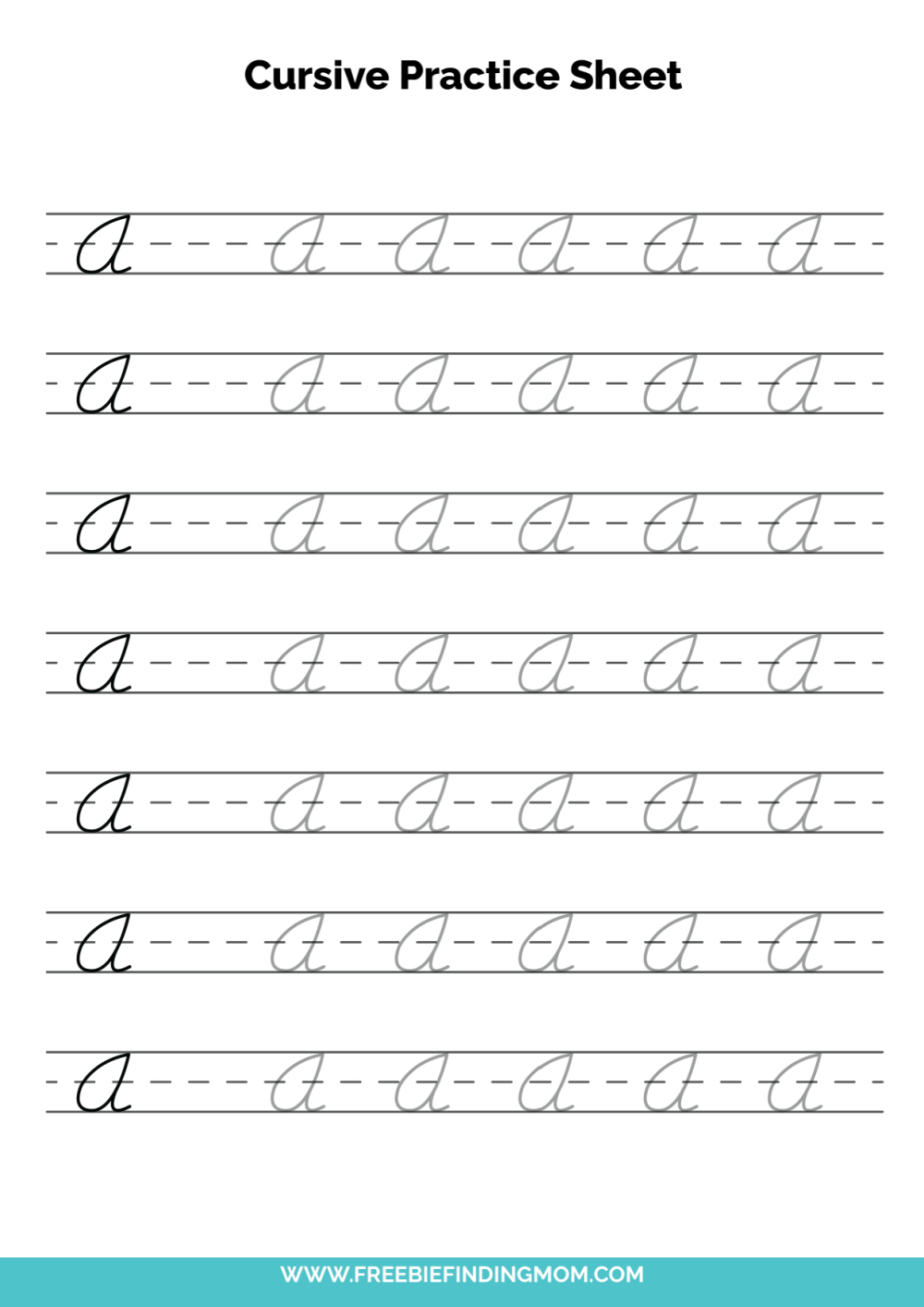 Free Printable Cursive Alphabet Practice Sheets: Capital A inside Printable Cursive Alphabet Worksheet