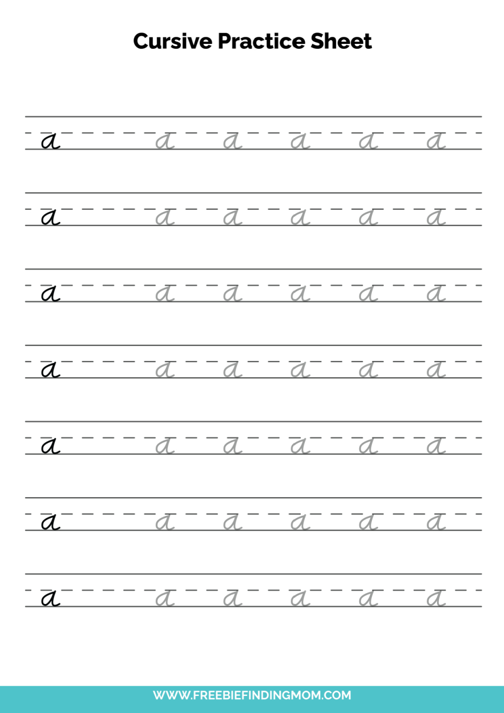 Free Printable Cursive Alphabet Practice Sheets: Lowercase A intended for Free Printable Cursive Alphabet Practice Sheets