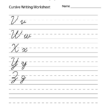 Free Printable Cursive Letters Writing Worksheet Pertaining To Cursive Alphabet Worksheet Printable
