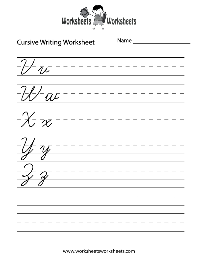Free Printable Cursive Letters Writing Worksheet pertaining to Cursive Alphabet Worksheet Printable