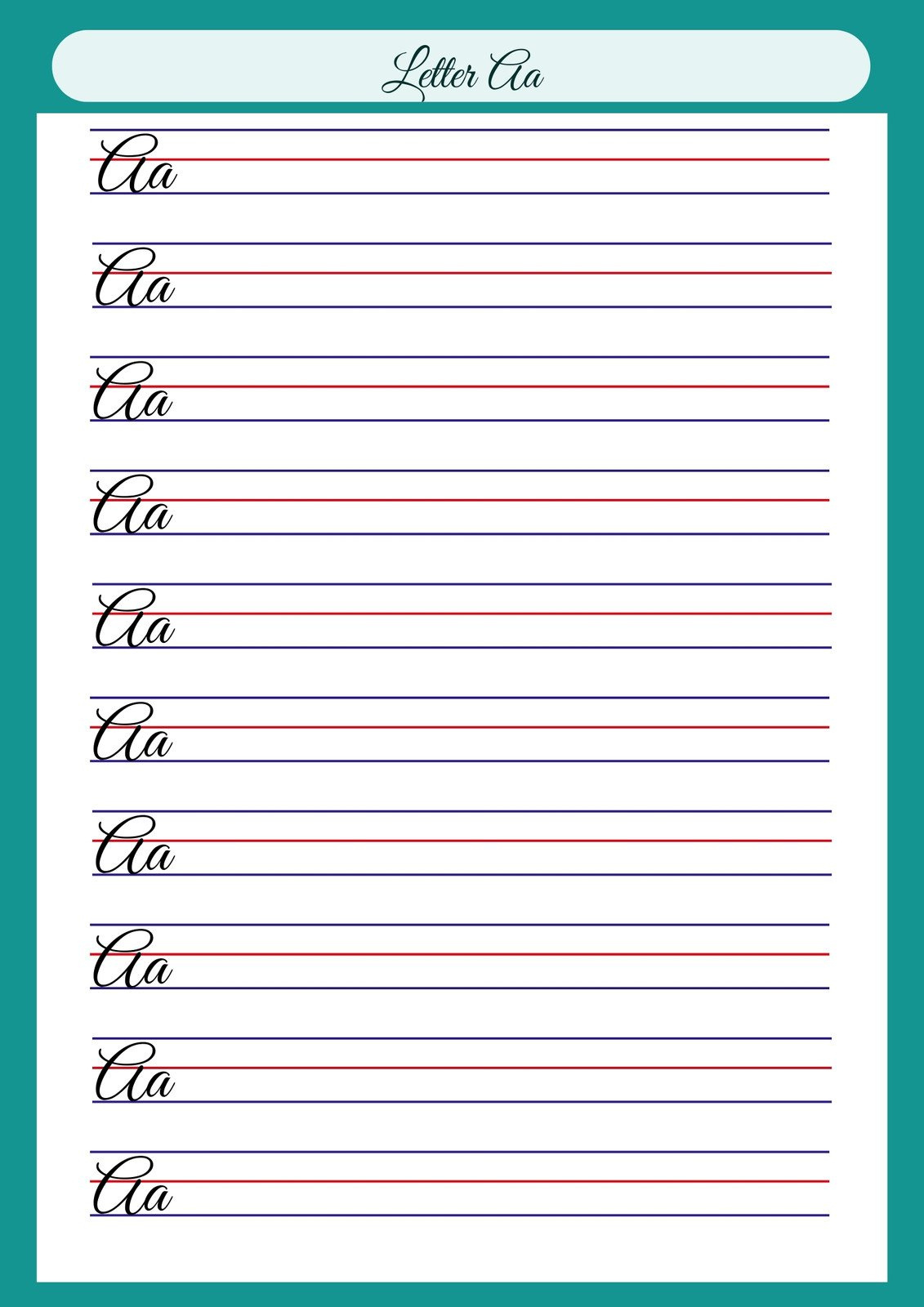 Free Printable Cursive Writing Worksheet Templates | Canva throughout Cursive Writing Alphabet Worksheets Printable