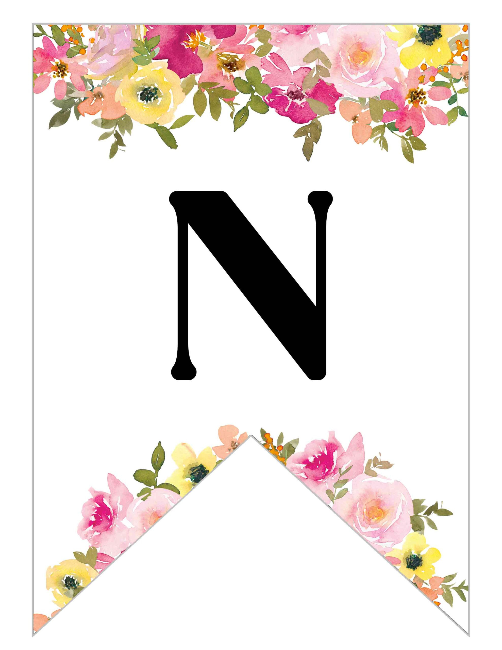 Free Printable Floral Alphabet Banner Letters - Lovely Planner for Alphabet Banner Letters Free Printable