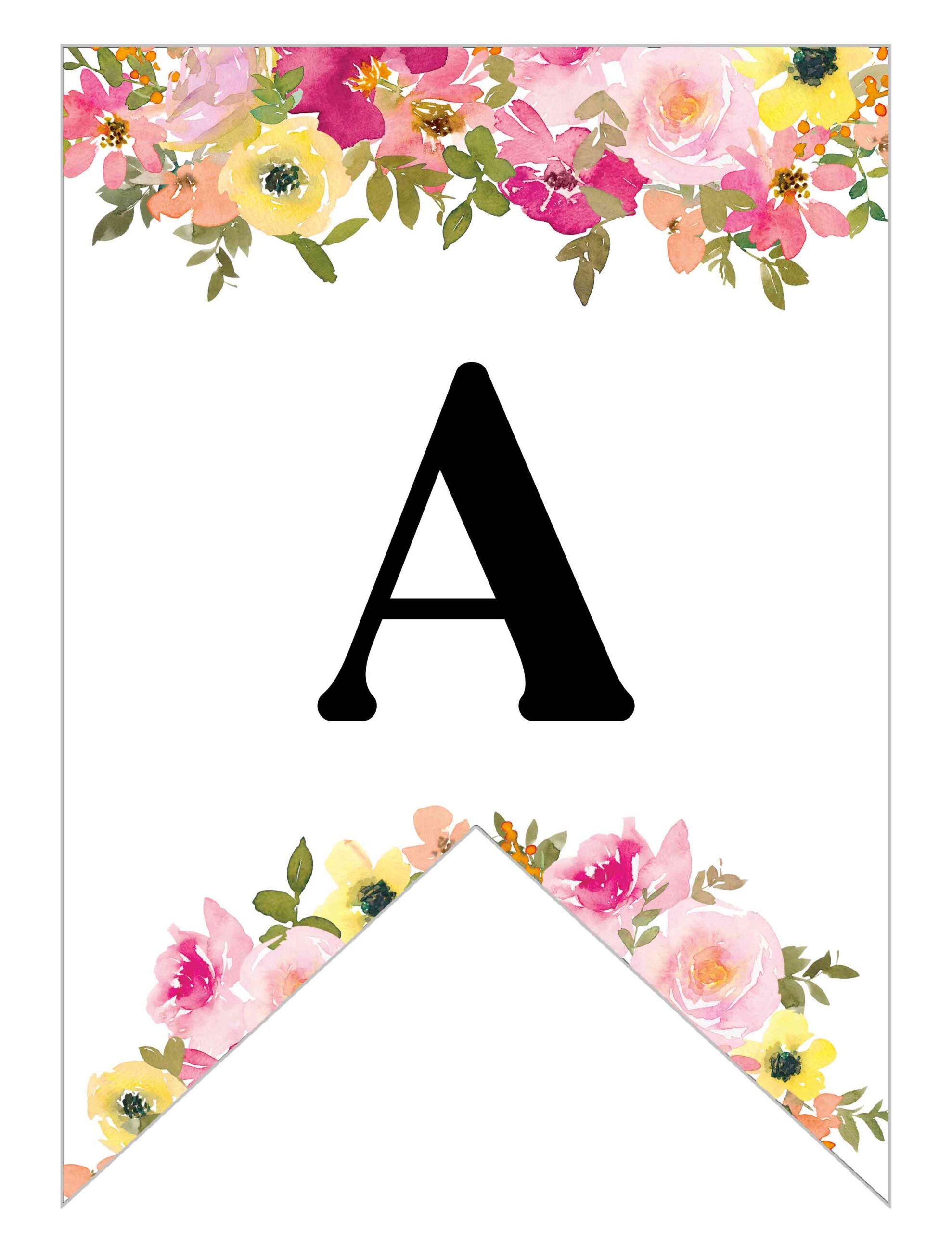 Free Printable Floral Alphabet Banner Letters - Lovely Planner for Free Printable Alphabet Letters For Banners