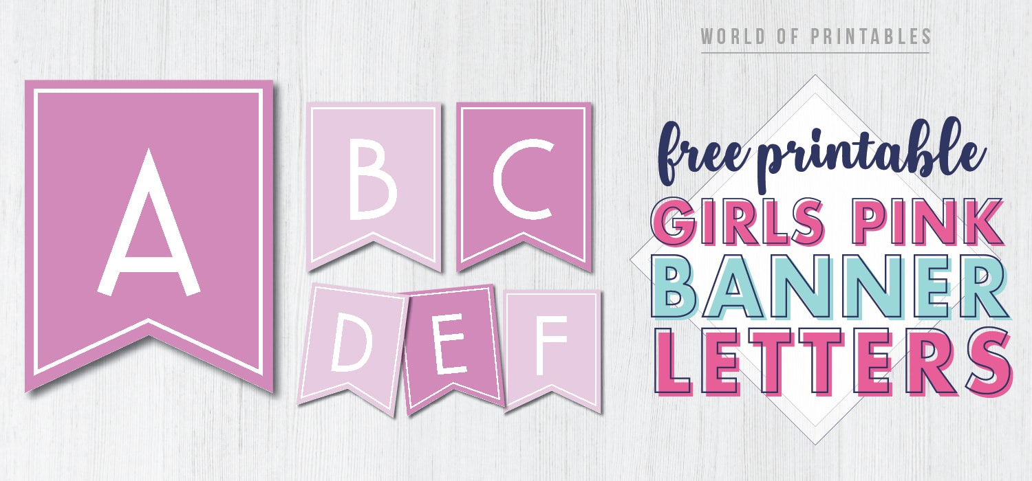 Free Printable Girls Pink Banner Letters - World Of Printables with Free Printable Pink Alphabet Letters