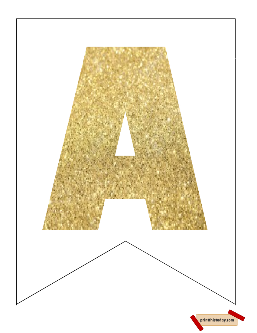 Free Printable Gold Letters And Numbers Banner intended for Free Printable Gold Alphabet Letters