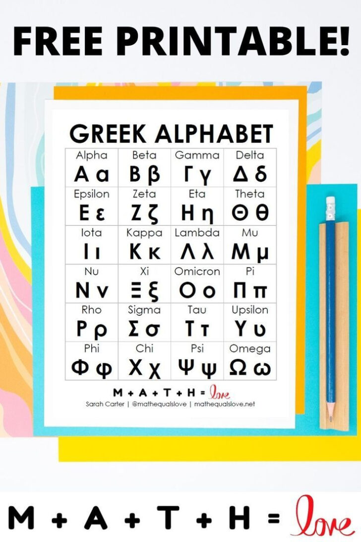 Greek Alphabet in Order Printable