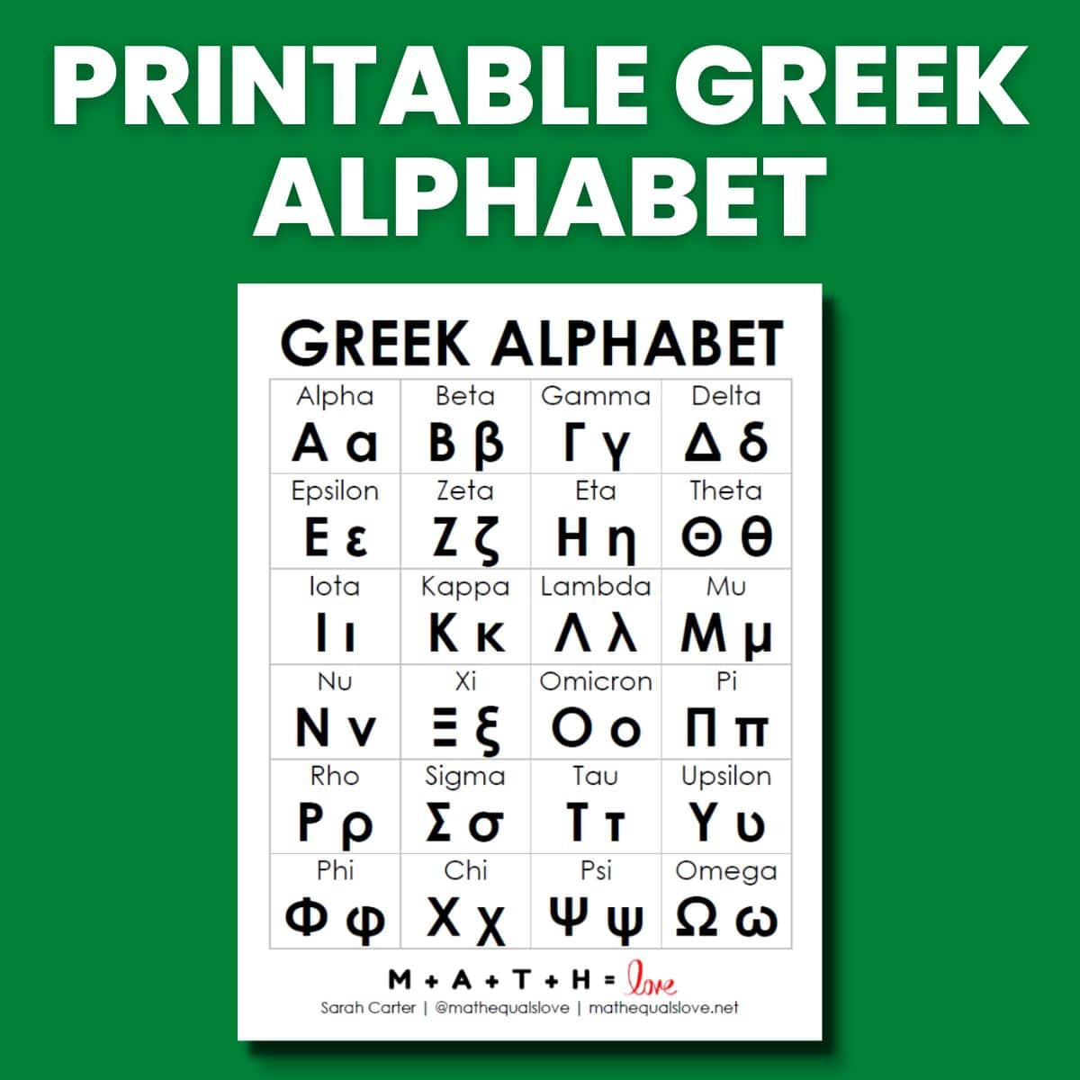 Free Printable Greek Alphabet | Math = Love throughout Greek Alphabet In Order Printable