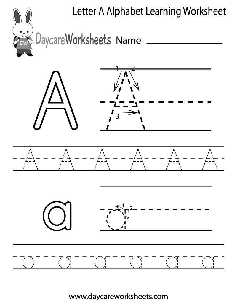 Free Printable Letter A Alphabet Learning Worksheet For Preschool intended for Preschool Learning Alphabet Printable