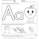 Free Printable Letter A Coloring Worksheet Within Alphabet Activities For Kindergarten Printable